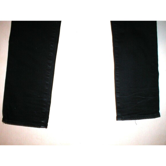 New $255 Womens Designer AG Jeans Premiere Skinny Straight Black 25 Slashed Dark - Picture 6 of 12